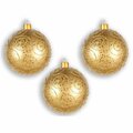 Queens Of Christmas 140 mm Glitter Ornament Ball, Gold , 3PK ORN-BALL-140-GO-3PK
